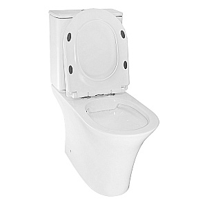 Унитаз напольный Azario Fretta Round AZ-7121A белый, безободковый, с бачком, с крышкой микролифт купить в интернет-магазине Sanbest