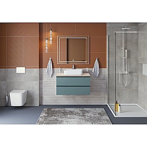 Тумба с раковиной и столещницей BelBagno 90 KRAFT-900-2C-SO-AO+KEP-90-MCO голубая матовая для ванной в интернет-магазине Sanbest