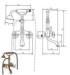 Смеситель для ванны Migliore Provance ML.PRO-8802 золото купить в интернет-магазине сантехники Sanbest