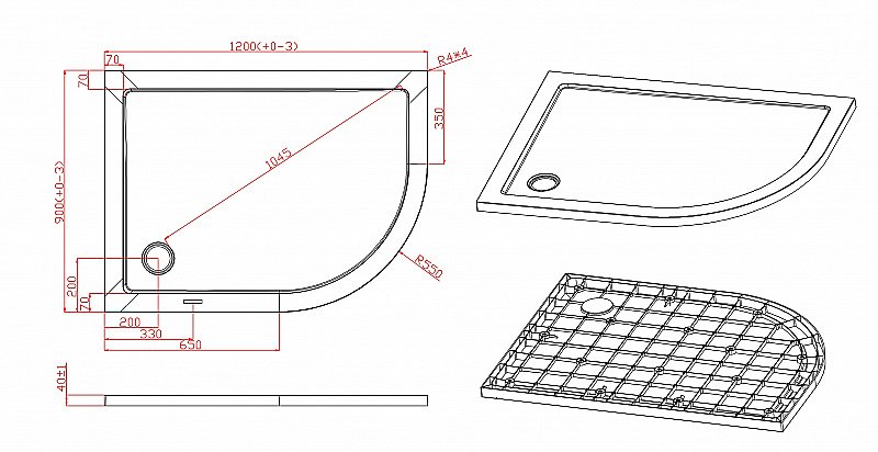 Душевой поддон Cezares TRAY-M-RH 120х90 купить в интернет-магазине Sanbest