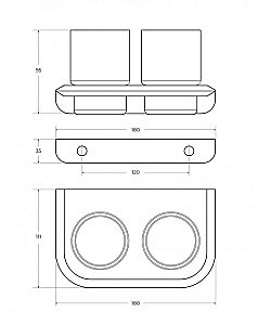 Стакан настенный двойной Cezares LINER-TUMDS-01 хром купить в интернет-магазине сантехники Sanbest