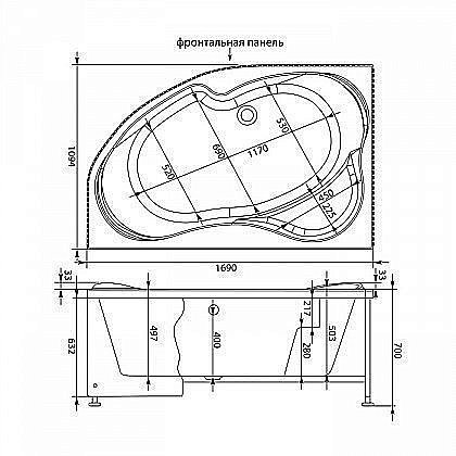 Акриловая ванна Aquanet Capri 170x110 к/с купить в интернет-магазине Sanbest