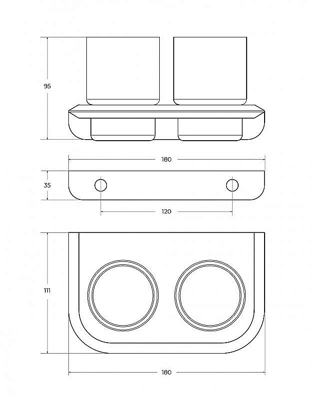 Стакан настенный двойной Cezares LINER-TUMDS-01 хром купить в интернет-магазине сантехники Sanbest