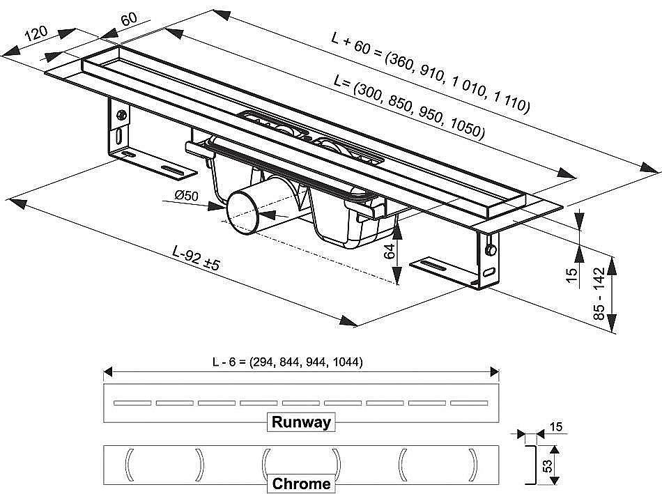 Душевой трап Ravak Runway X01388 850 купить в интернет-магазине Sanbest