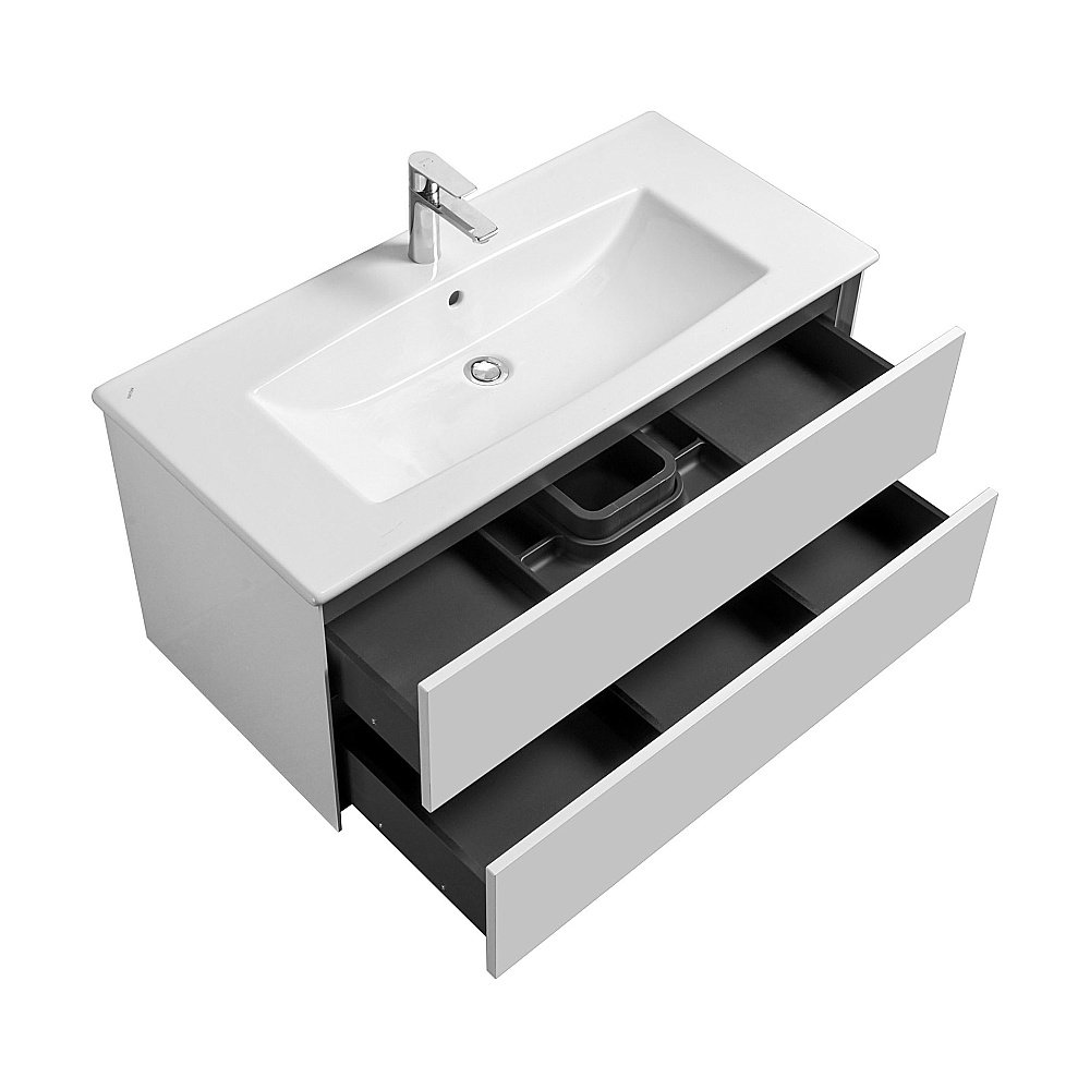 Тумба с раковиной Акватон Сохо 100 белая глянцевая для ванной в интернет-магазине Sanbest