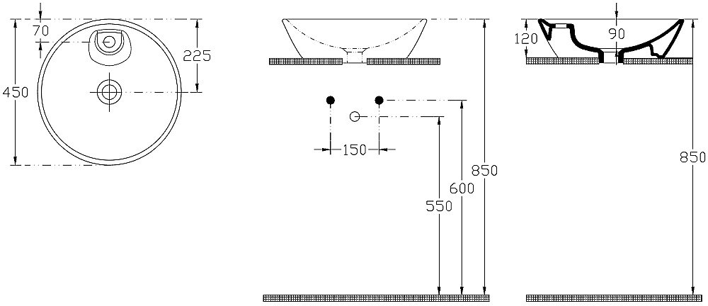 Раковина накладная Allen Brau Fantasy 45 4.11018.20 белая купить в интернет-магазине Sanbest