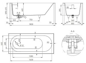 Ванна S-Stone Salini ORNELLA КIТ 102422M 180x80 Матовая купить в интернет-магазине Sanbest