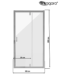 Душевая дверь Niagara Eco 90 NG-631-9A профиль хром/стекло прозрачное купить в интернет-магазине Sanbest