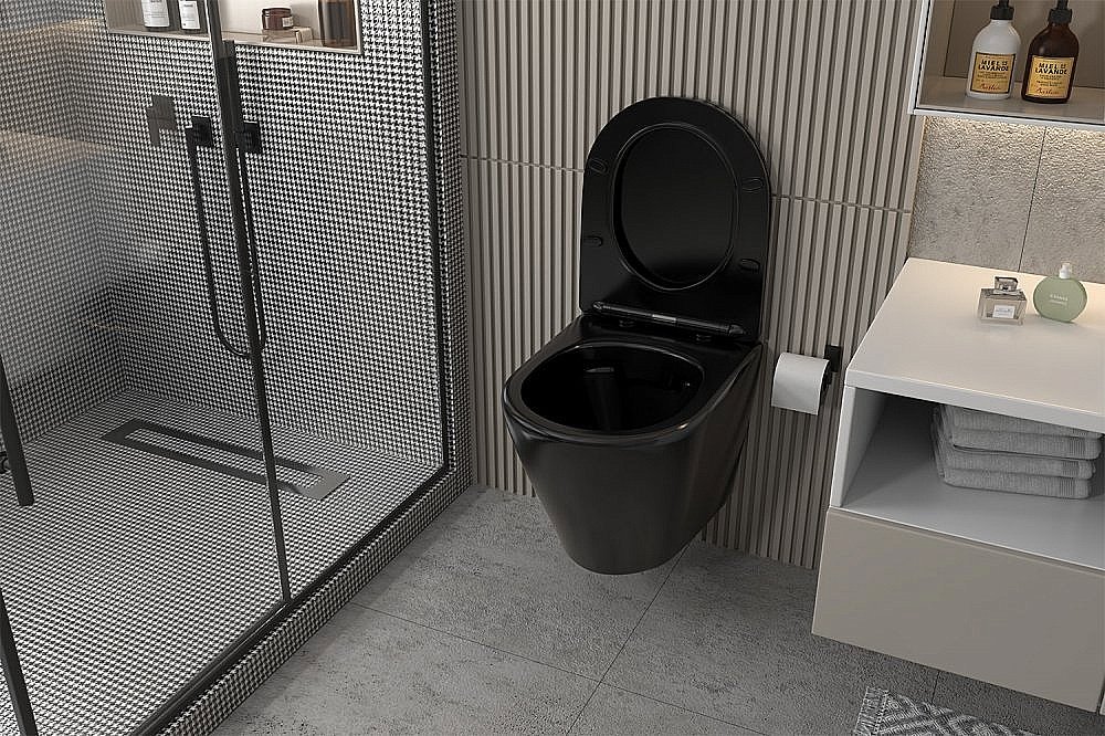 Унитаз подвесной ABBER Bequem AC1102MB с крышкой микролифт, безободковый купить в интернет-магазине Sanbest