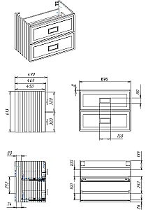 Тумба с раковиной LA FENICE Cubo Grigio TWIN 90 серая, столешница черная/ручки белые для ванной в интернет-магазине Sanbest