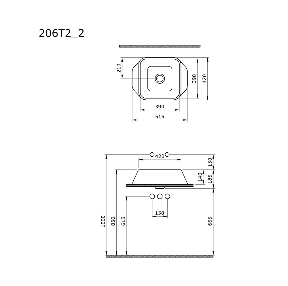 Раковина Ambassador Benefit 52 206T20202 черная матовая купить в интернет-магазине Sanbest