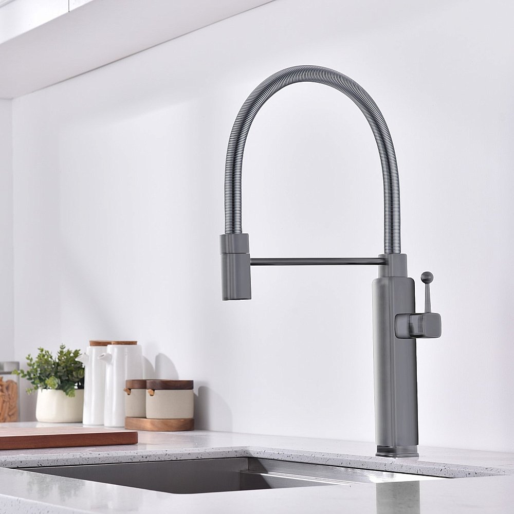 Смеситель для кухни Vincea VKF-101GM вороненая сталь купить в интернет-магазине сантехники Sanbest