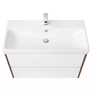 Тумба с раковиной Акватон Сканди 90 белая/дуб рустикальный для ванной в интернет-магазине Sanbest