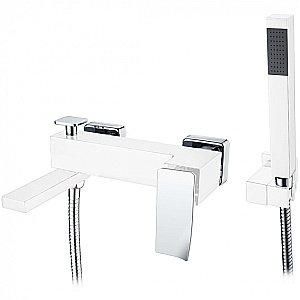 Смеситель для ванны Boheme Q 143-WCR.2 белый/ручка хром изогнутая купить в интернет-магазине сантехники Sanbest