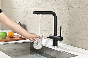 Смеситель для кухни Paulmark Serpentine Se213222-BLM черный купить в интернет-магазине сантехники Sanbest