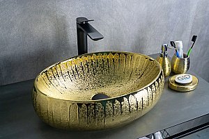 Раковина накладная Gid Lago 48 9030g 52234 золото купить в интернет-магазине Sanbest