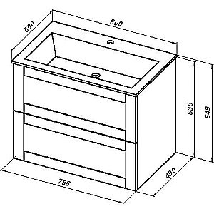Тумба с раковиной Aquanet Терра 80 313245 маренго для ванной в интернет-магазине Sanbest