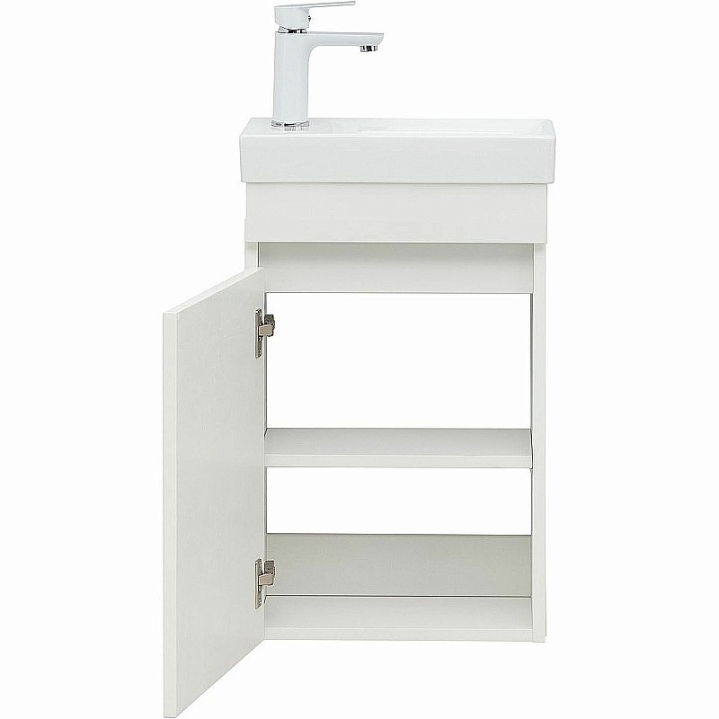 Тумба с раковиной Aquanet Вега 40 329129 белая для ванной в интернет-магазине Sanbest