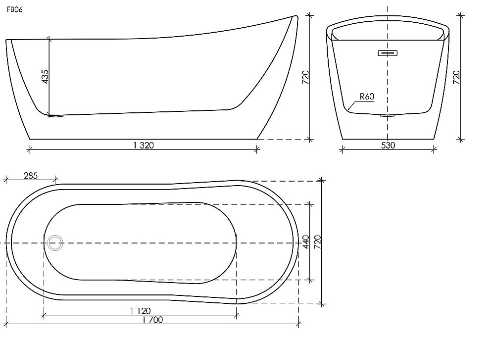 Акриловая ванна Sancos Perla 170х72 FB06 белая купить в интернет-магазине Sanbest