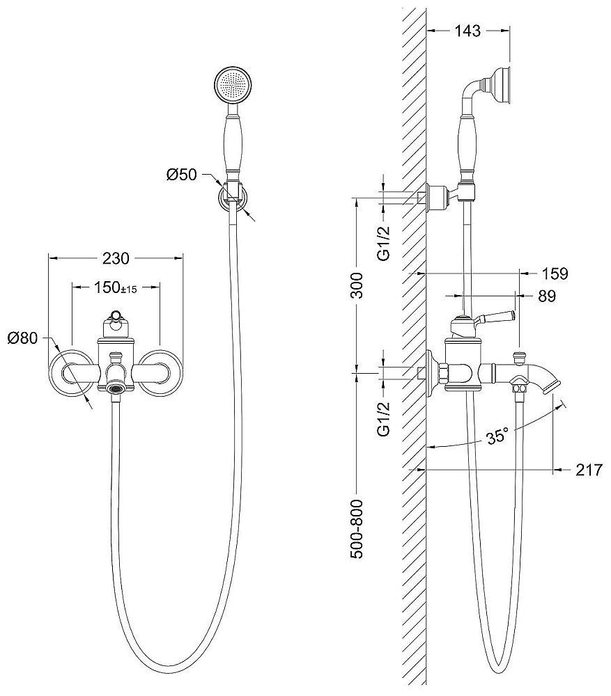 Смеситель для ванны Timo Arisa 5314/02Y бронза купить в интернет-магазине сантехники Sanbest