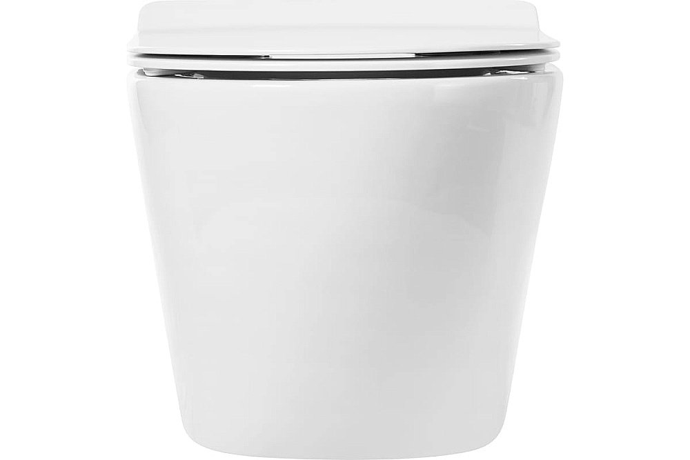 Унитаз подвесной Art&Max OVALE AM011CHR/SC белый, с сиденьем микролифт, безободковый купить в интернет-магазине Sanbest