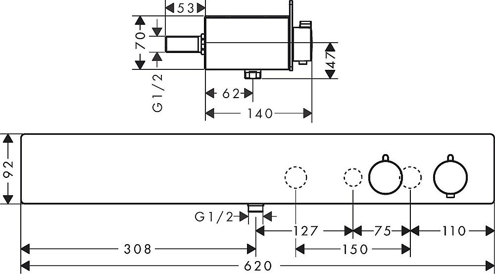 Термостат для душа Hansgrohe ShowerTablet 600 13108000 купить в интернет-магазине сантехники Sanbest