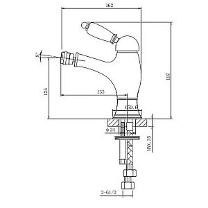 Смеситель для биде Caprigo Adria Uno Metal 02M-533-vot бронза купить в интернет-магазине сантехники Sanbest