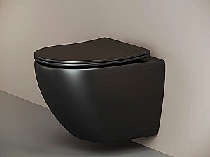 Унитаз подвесной Ceramica Nova Metropol CN4002MB_1002B_1000 черный матовый, безободковый, с крышкой микролифт, с инсталляцией и черной матовой кнопкой  купить в интернет-магазине Sanbest