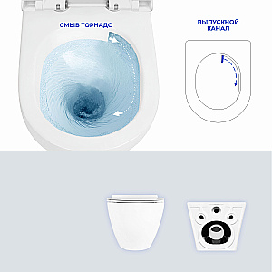 Унитаз подвесной Ceruttispa AMICI Aria CT11388 безободковый, с крышкой микролифт, смыв торнадо, белый купить в интернет-магазине Sanbest