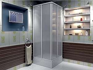 Душевой угол BAS Аполло ШТ00007 90х90 стекло матовое/профиль белый купить в интернет-магазине Sanbest