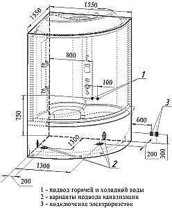 Душевой бокс Радомир Калифорния 155х155 крыша сендвич, стекло прозрачное/профиль черный купить в интернет-магазине Sanbest