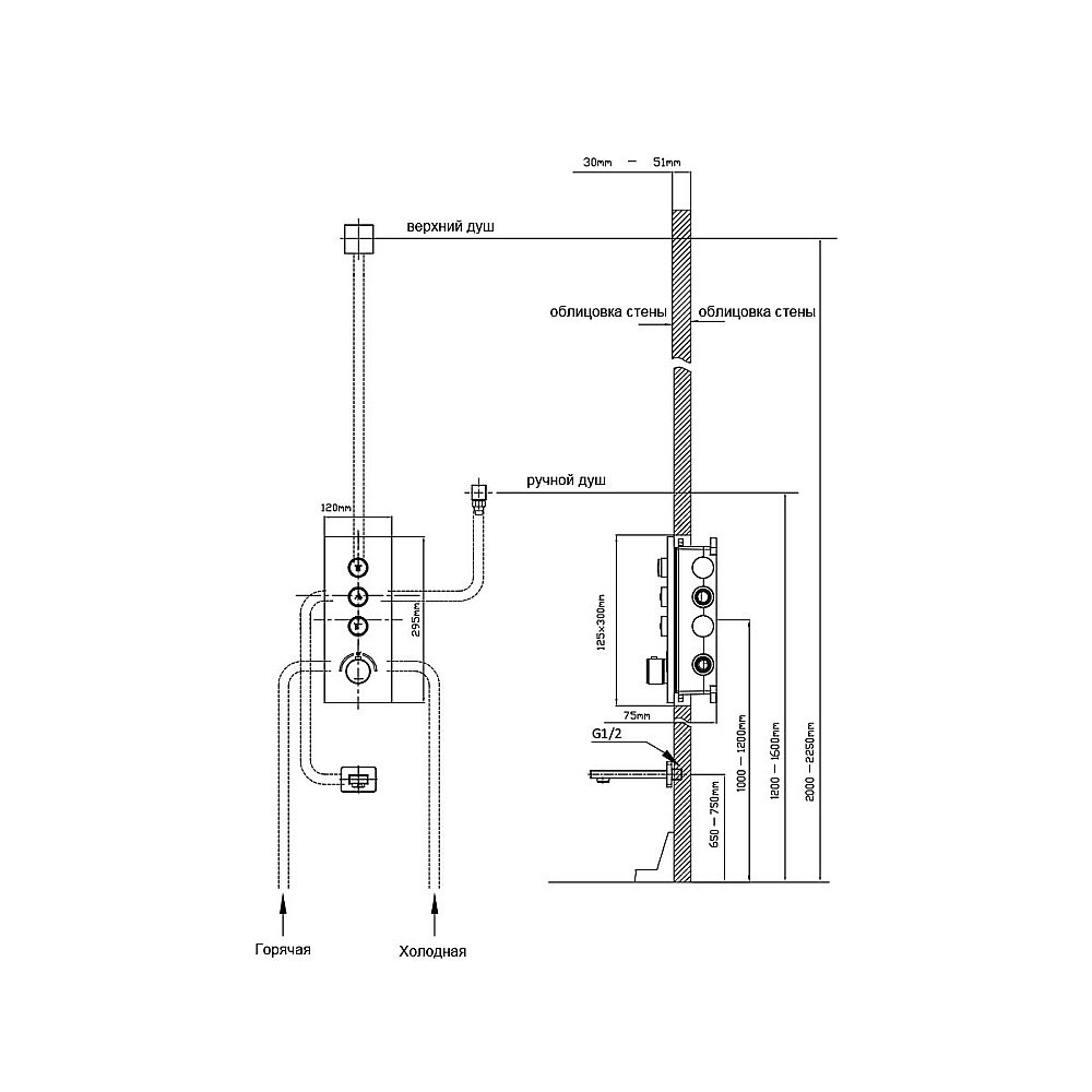Душевая система Vincea Inspire VSFW-433TI4RMB черная матовая купить в интернет-магазине сантехники Sanbest