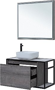 Тумба с раковиной Aquanet Nova Lite Loft 90 L/R дуб рошелье для ванной в интернет-магазине Sanbest