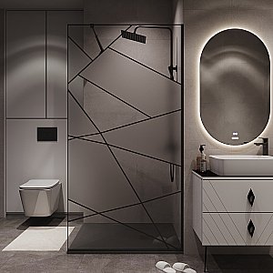 Душевое ограждение Niagara Nova NG-680-90BLACK 90 прозрачное с рисунком /профиль черный матовый купить в интернет-магазине Sanbest