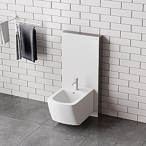 Инсталляция для биде со смесителем WasserKraft Naab 86BDT.050.WH.SQ5506 белая панель/смеситель золото матовое купить в интернет-магазине сантехники Sanbest