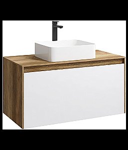 Тумба с раковиной Aqwella Mobi 100 дуб балтийский/белый для ванной в интернет-магазине Sanbest