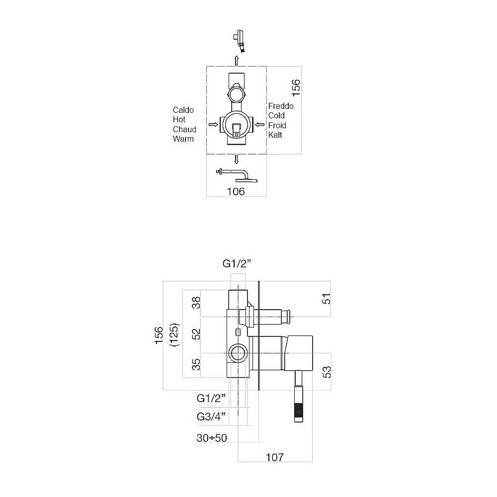 Смеситель для душа Webert Rimini RI860101010 золото купить в интернет-магазине сантехники Sanbest