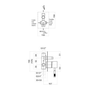 Смеситель для душа Webert Rimini RI860101010 золото купить в интернет-магазине сантехники Sanbest