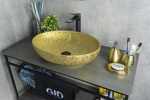 Раковина накладная Gid Lago 51,5 Nc444 52233 золото купить в интернет-магазине Sanbest