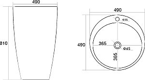 Раковина напольная WeltWasser WW LEERBACH 4949 GL-WT 49 белая купить в интернет-магазине Sanbest