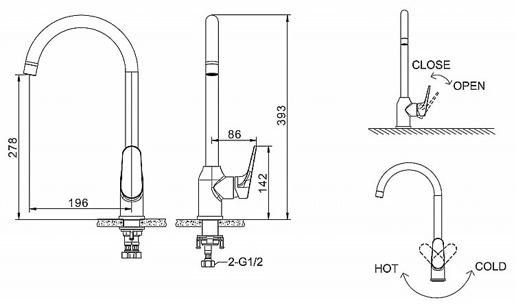 Смеситель для кухни Bravat ELER BLACK F7191238BM-RUS купить в интернет-магазине сантехники Sanbest