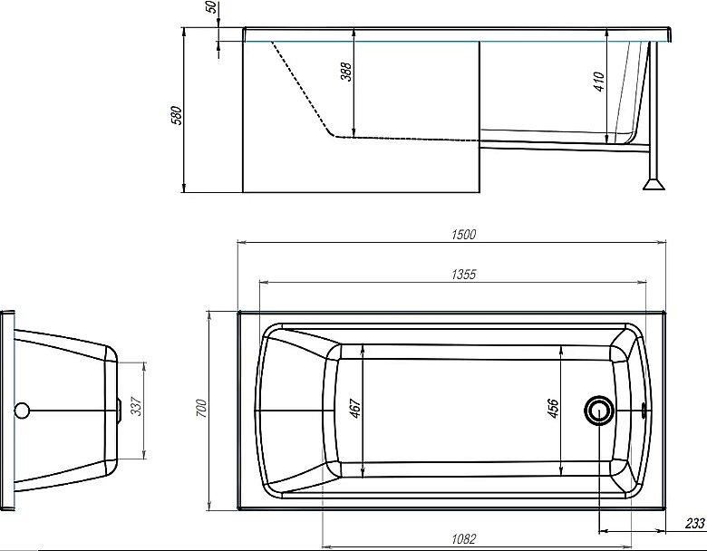 Акриловая ванна Alex Baitler Ультра 150х70 белая купить в интернет-магазине Sanbest