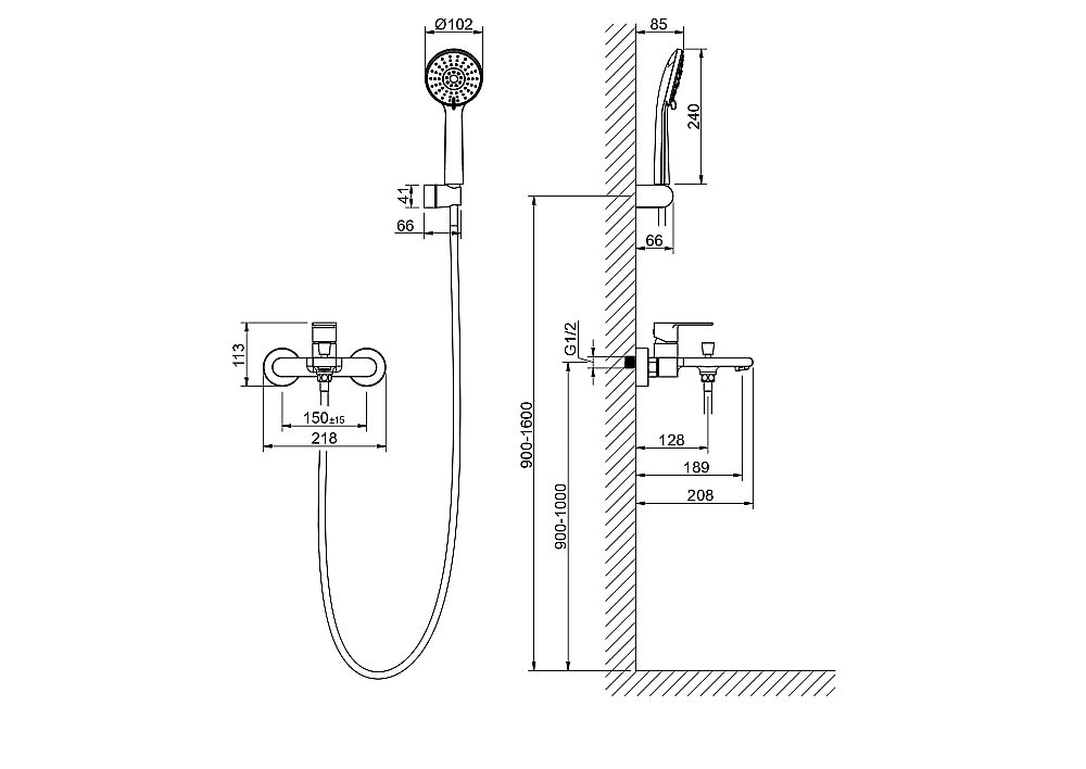 Смеситель для ванны Aquatek Лира AQ1449MB черный матовый купить в интернет-магазине сантехники Sanbest