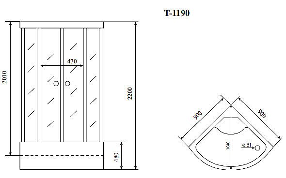 Душевая кабина Timo Standart T 1190 90x90 купить в интернет-магазине Sanbest