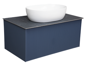 Тумба с раковиной LA FENICE TERRA Blu Grigio 80 синяя/столешница черная для ванной в интернет-магазине Sanbest
