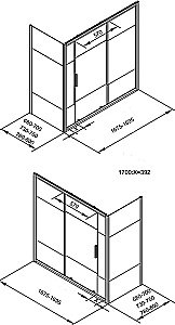 Шторка на ванну c боковой стенкой Aquanet Practic 254251 170х70 хром купить в интернет-магазине Sanbest