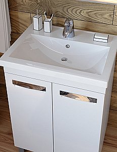 Тумба с раковиной Vigo Plaza 600 белая для ванной в интернет-магазине Sanbest