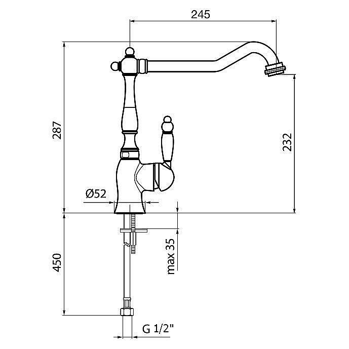 Смеситель для кухни Webert Kitchen Valentino VA920302065 купить в интернет-магазине сантехники Sanbest