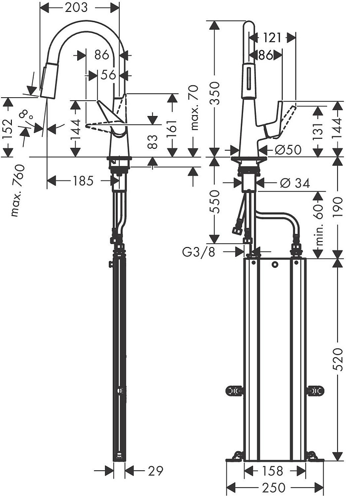 Смеситель для кухни Hansgrohe Talis M51 160 73850800 купить в интернет-магазине сантехники Sanbest