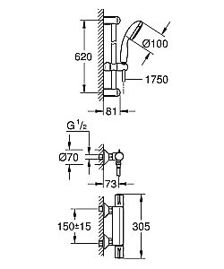Смеситель для душа Grohe Grohtherm 800 34565001 купить в интернет-магазине сантехники Sanbest